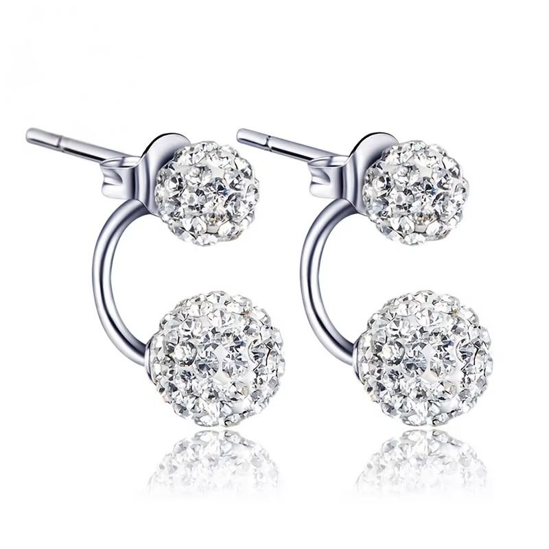 Rhinestone Double Ball Hoop Earrings