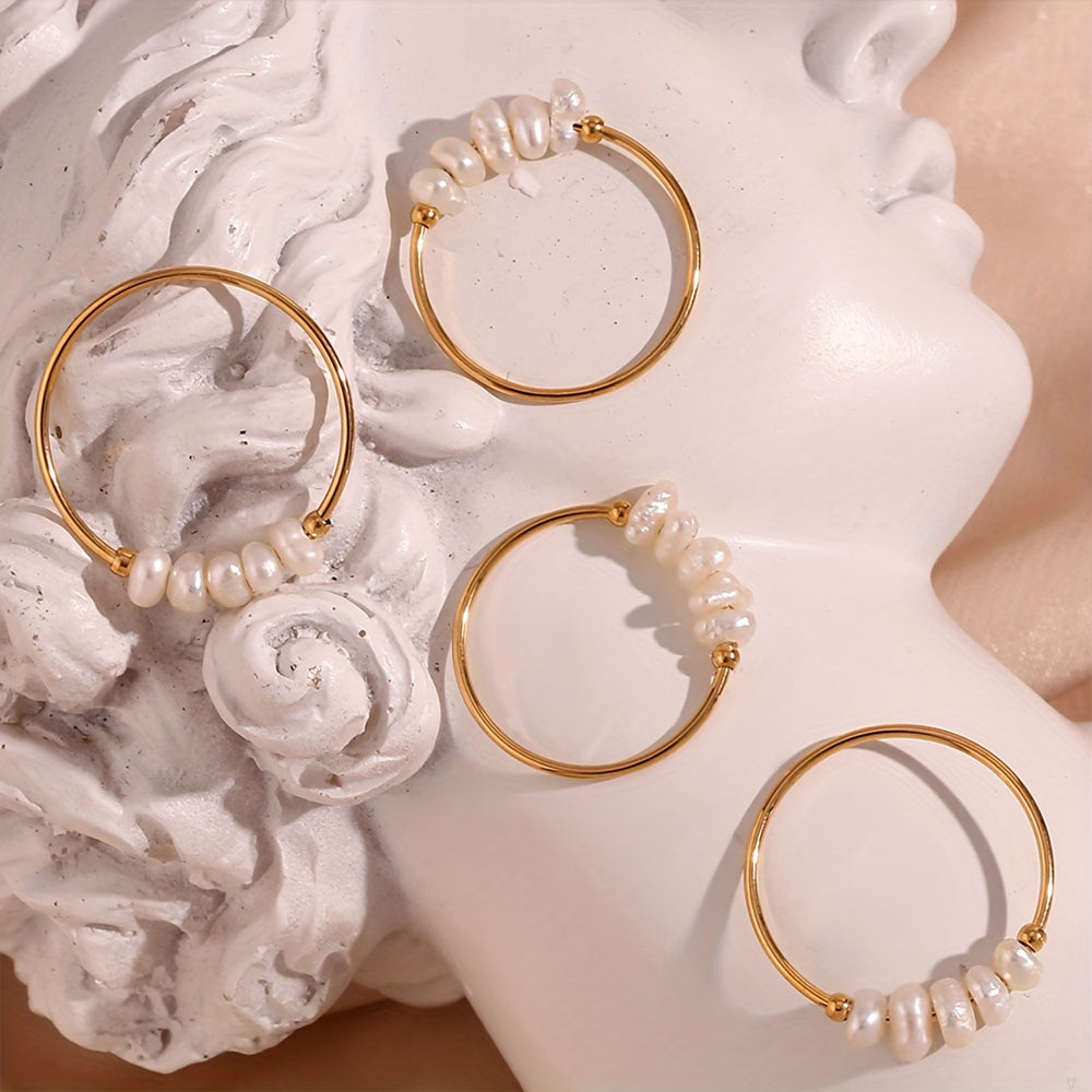 18k Gold Pearl Beaded Stacking Ring
