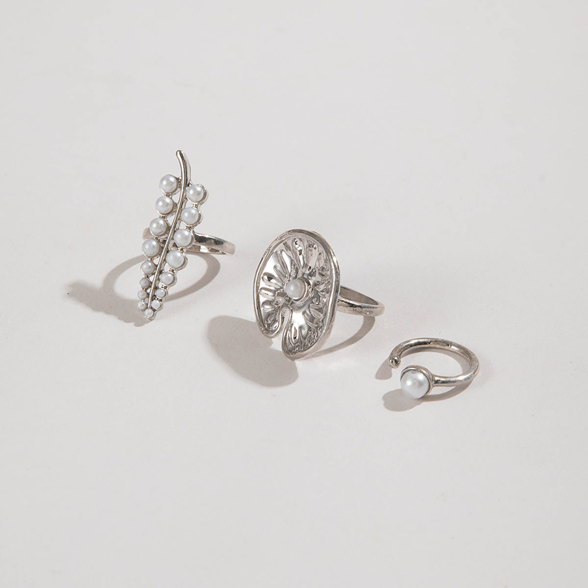 Pearl & Leaf Cuff Ring