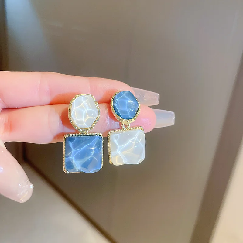 Square Oval Drop Earrings