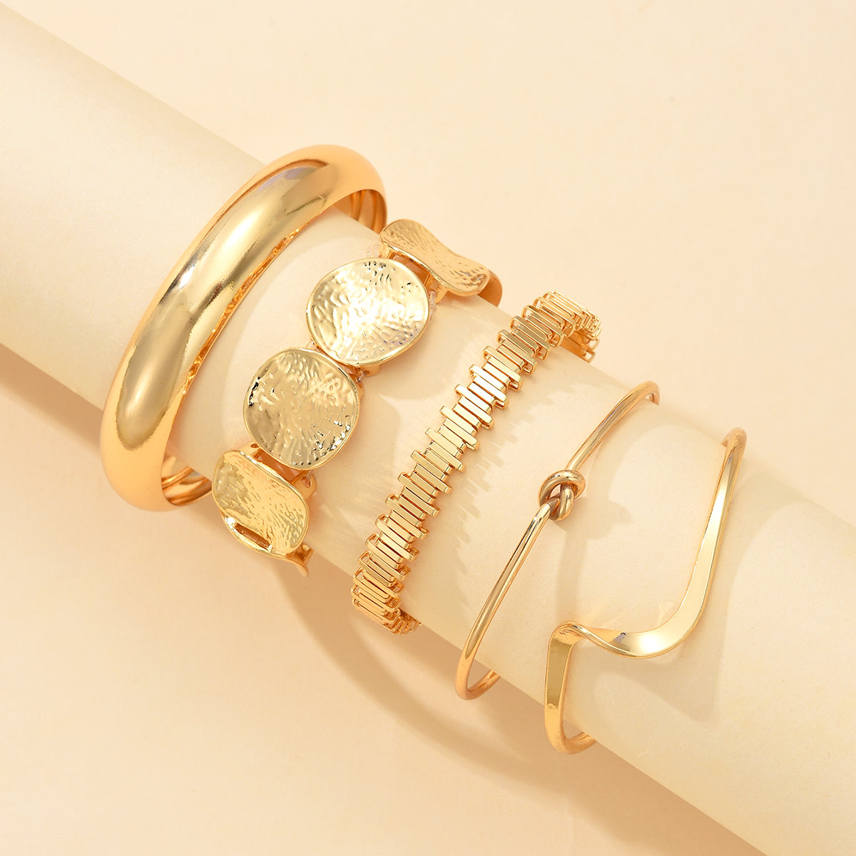 5pc Geometric Knot Cuff Bracelet Set