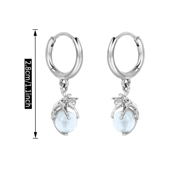 Cat Moonstone Drop Earrings