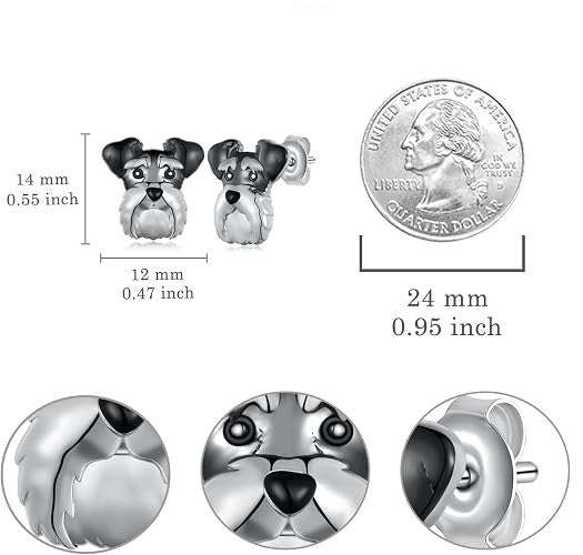 Schnauzer Dog Stud Earrings