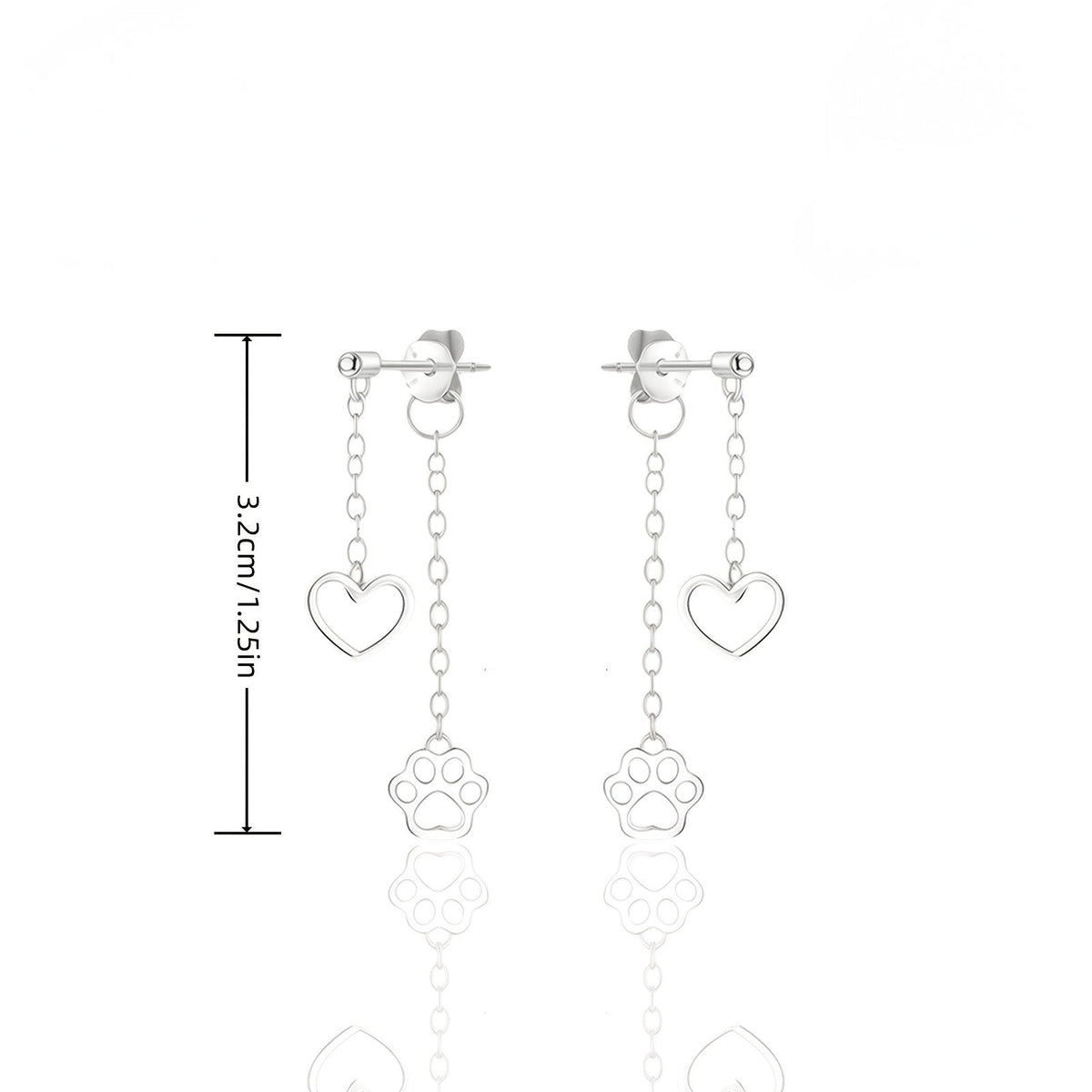 Heart Paw Drop Earrings