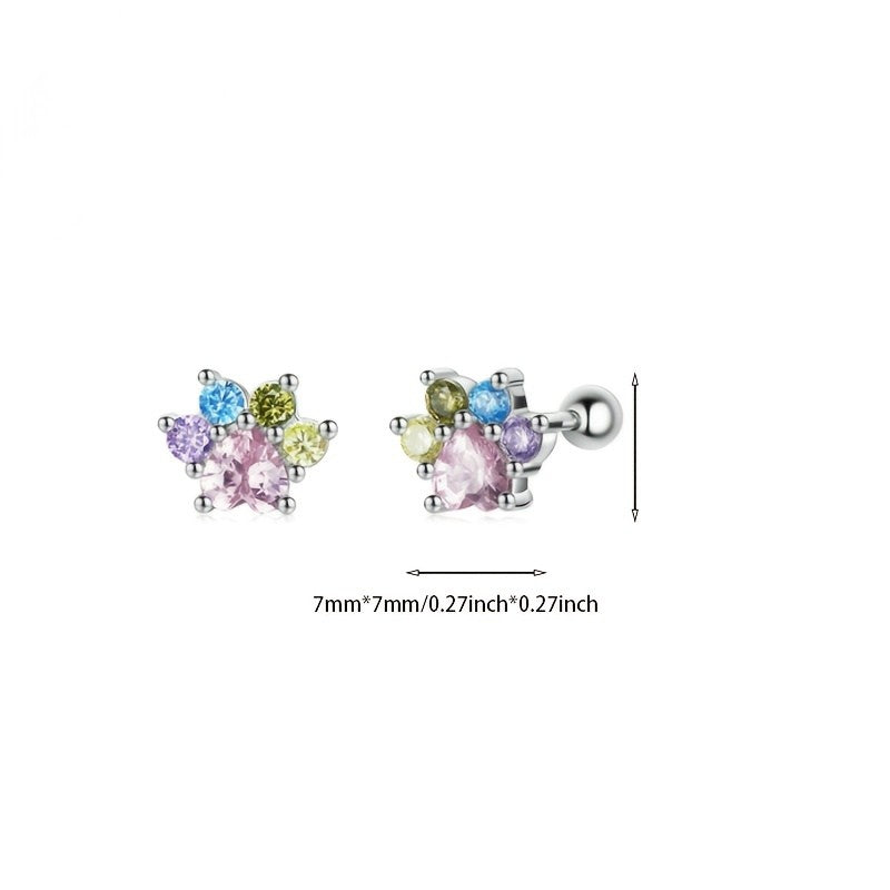 Colorful Paw Stud Earrings