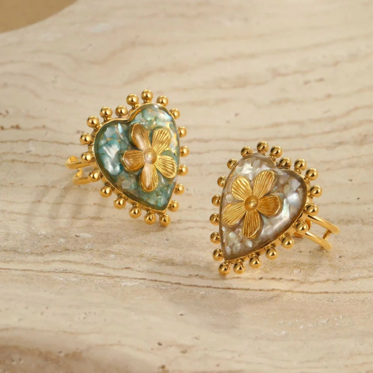 Heart Flower Adjustable Ring
