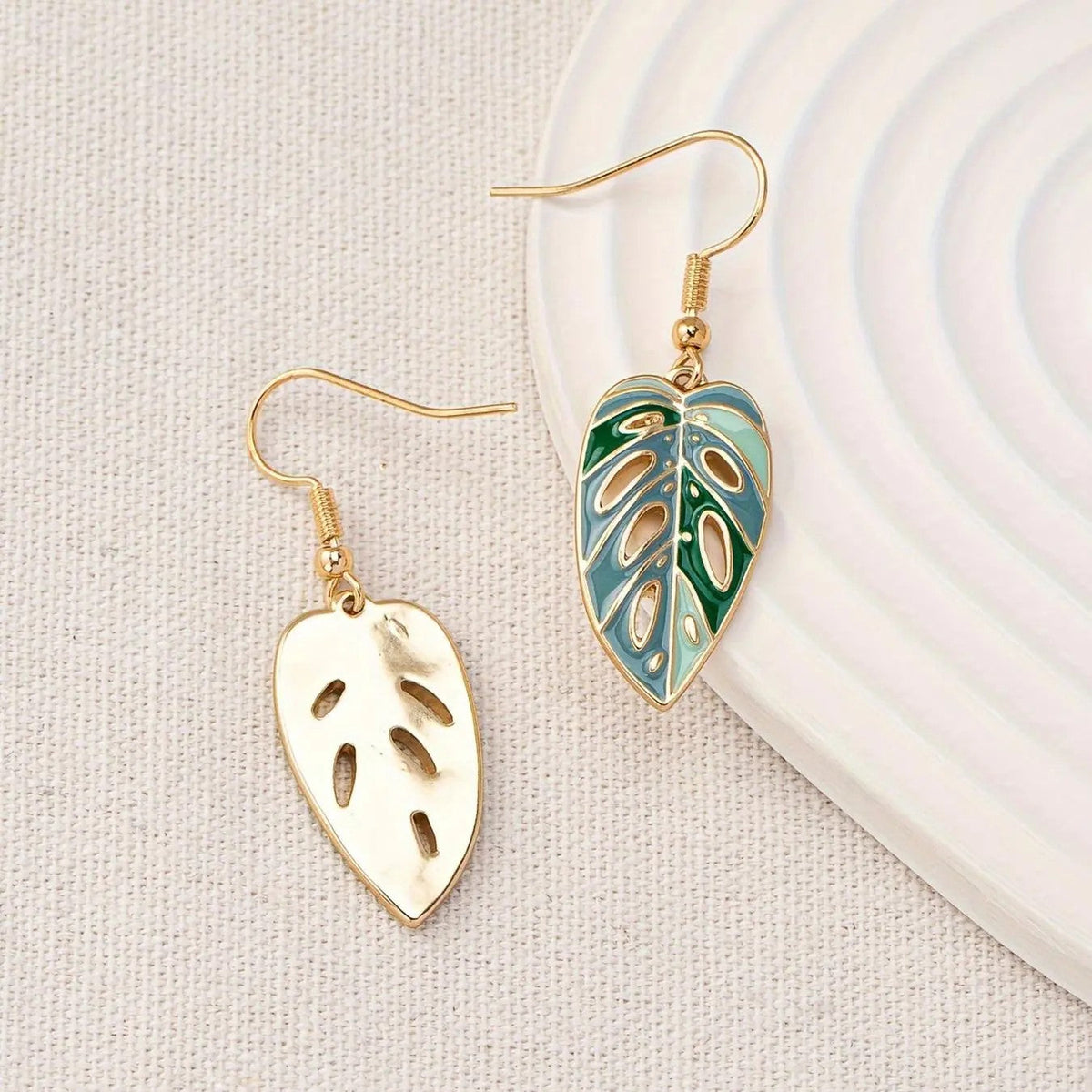 Tropical Leaf Drop Earrings