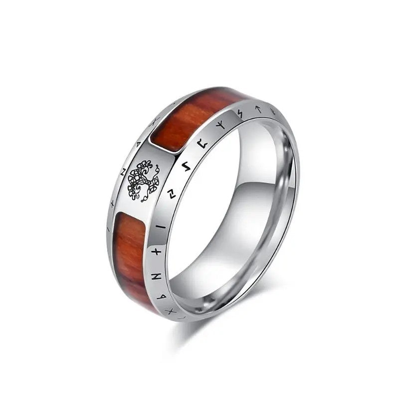 Wood Grain Stainless Steel Ring