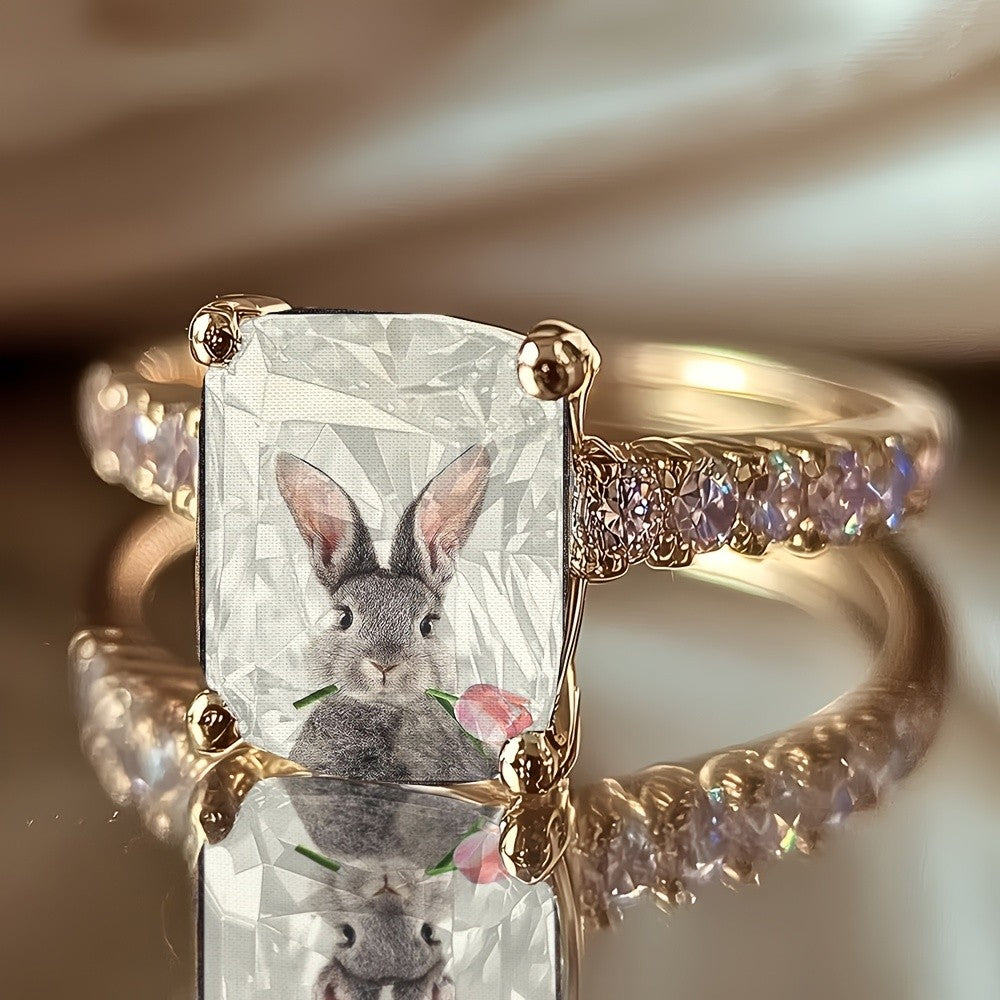 Bunny Square Statement Ring
