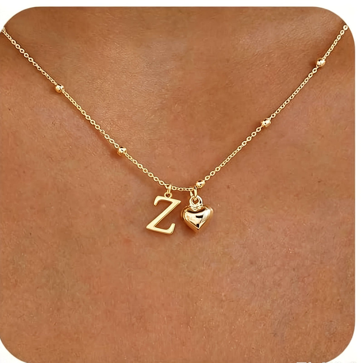 Initial Z Beaded Chain Necklace