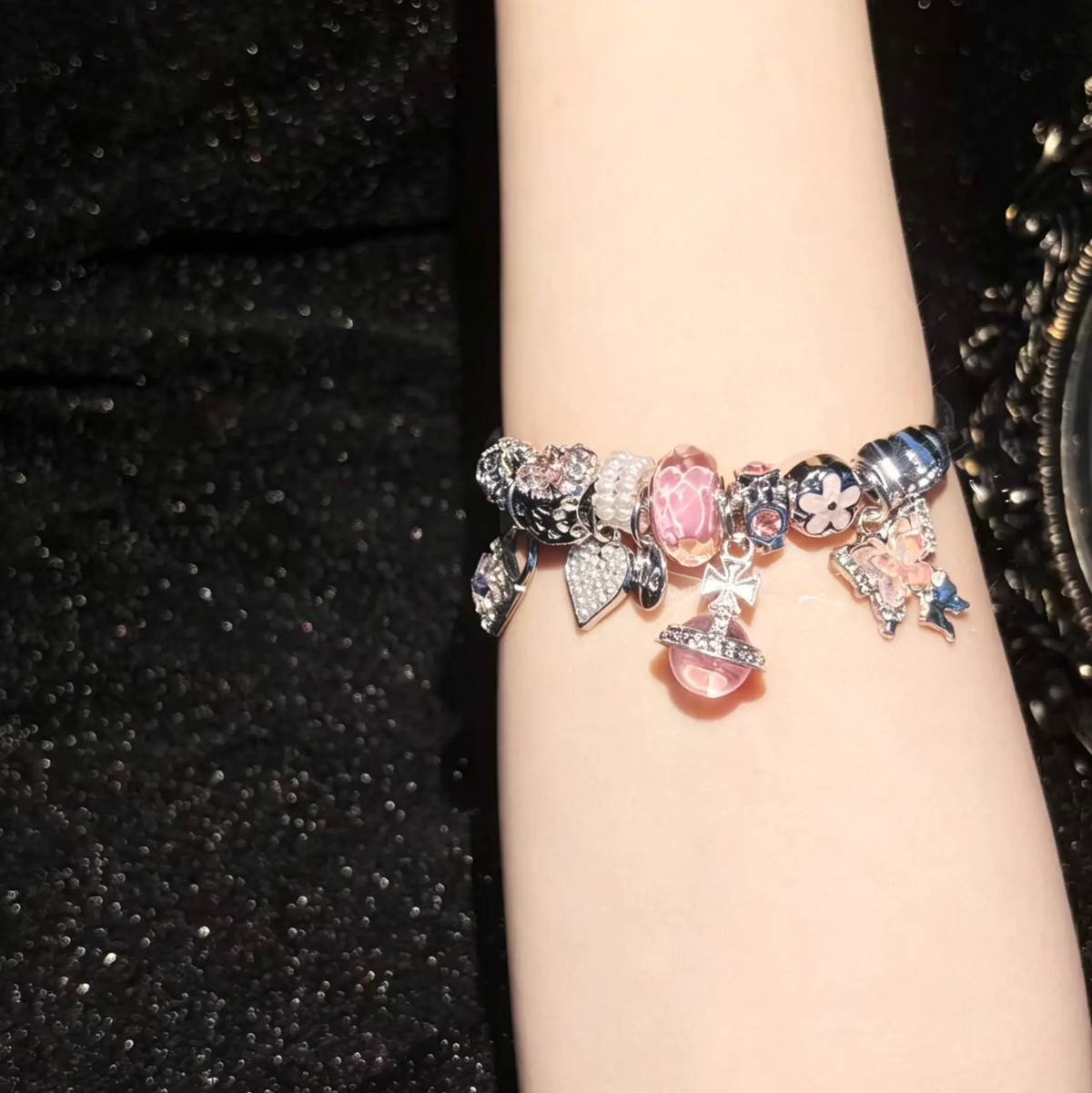 Butterfly Heart Charm Bracelet