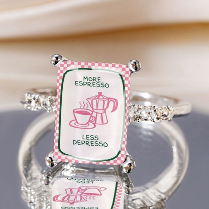 Coffee Lover Square Ring