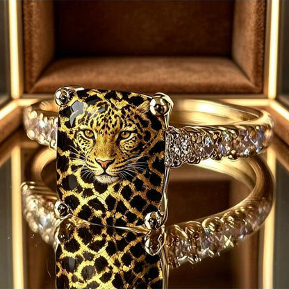 Leopard Face Square Ring