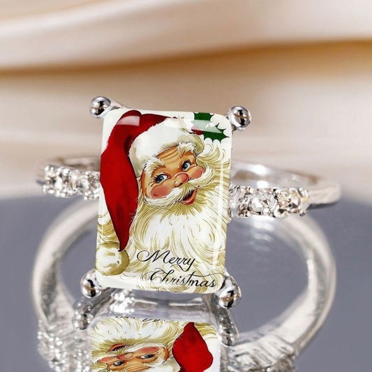Santa Claus Merry Christmas Square Ring
