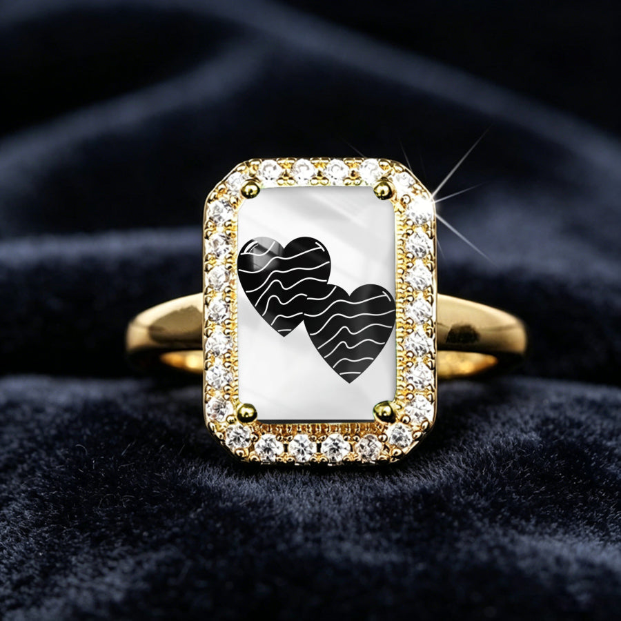 Wave Heart Rectangle Ring