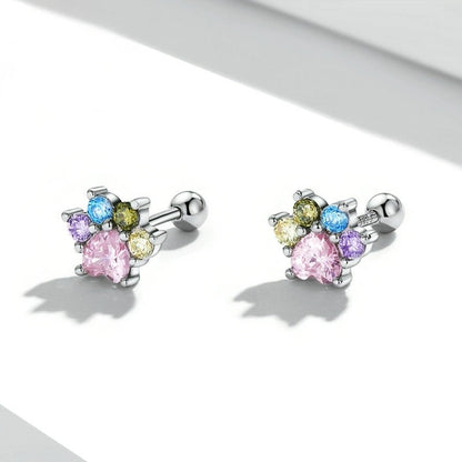 Colorful Paw Stud Earrings
