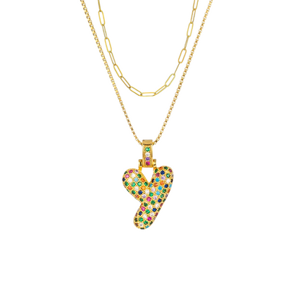 2pc Initial Bubble Necklace Set