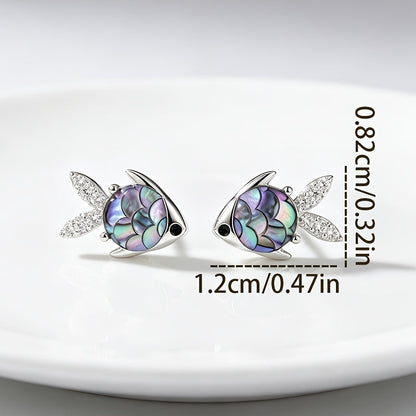 Iridescent Fish Stud Earrings