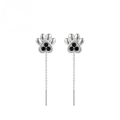 Black Paw Chain Earrings