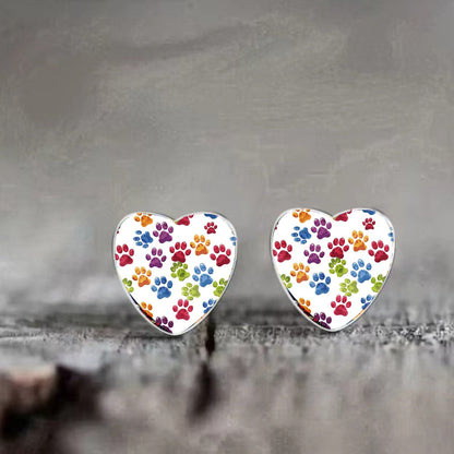Paw Print Heart Earrings