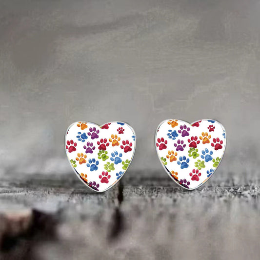 Paw Print Heart Earrings