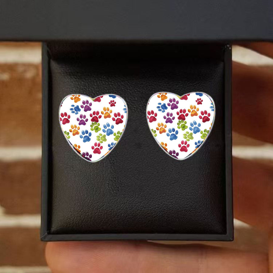 Paw Print Heart Earrings