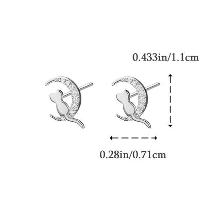 Moon Cat Stud Earrings