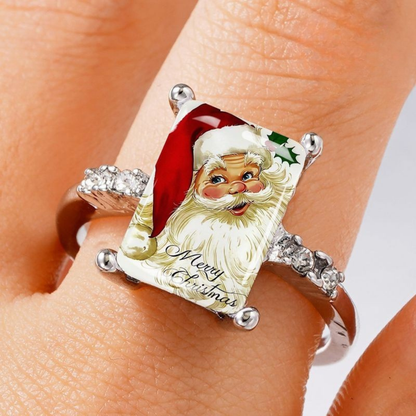 Santa Claus Merry Christmas Square Ring