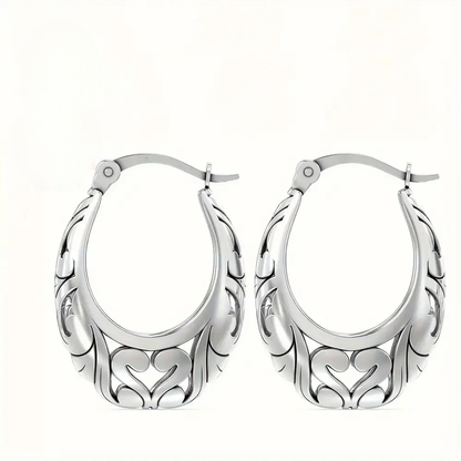 Silver Dangle Hoop Earrings