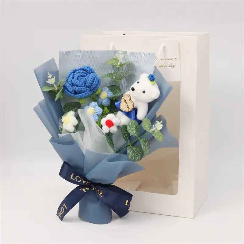 Crochet Bear Rose Bouquet