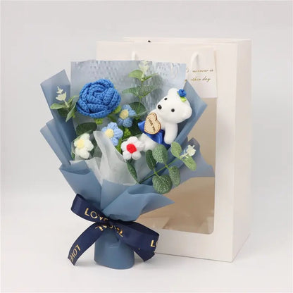 Crochet Bear Rose Bouquet