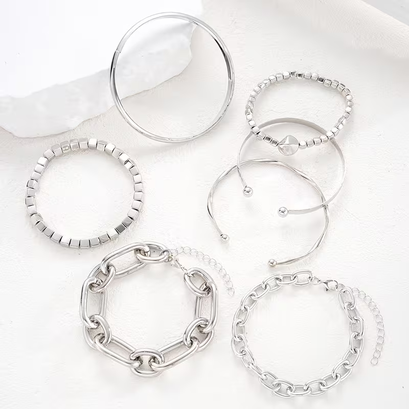 7pc Chunky Stackable Bracelet Set