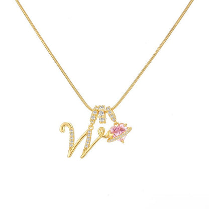 Initial Heart Charm Necklace