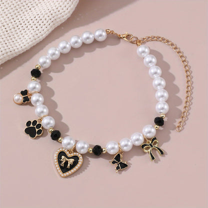 Pearl Charm Cat Necklace