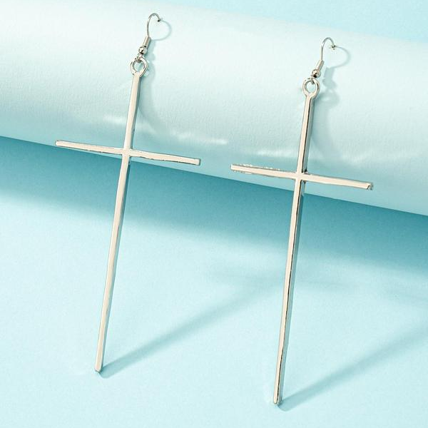 Minimal Exaggerated Cross Earrings