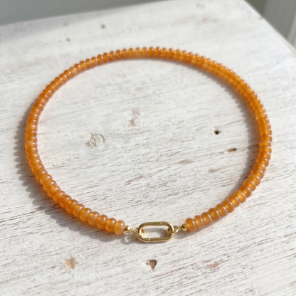 Aventurine Carabiner Initial Necklace