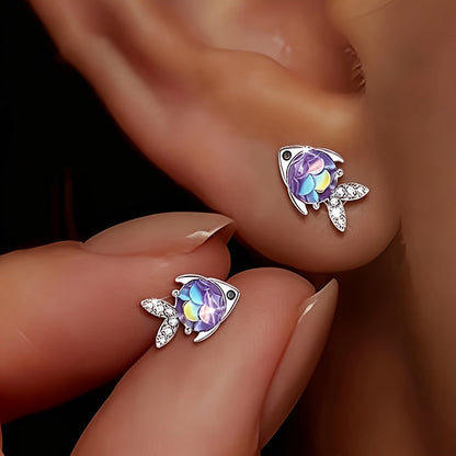 Iridescent Fish Stud Earrings