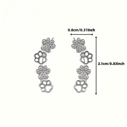 Crystal Paw Print Climber Earrings