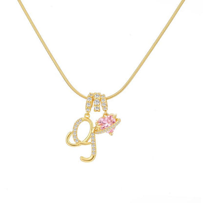 Initial Heart Charm Necklace