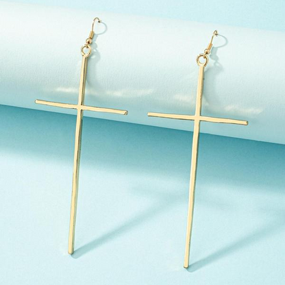 Minimal Exaggerated Cross Earrings