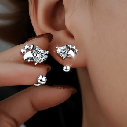 Paw Heart Stud Earrings