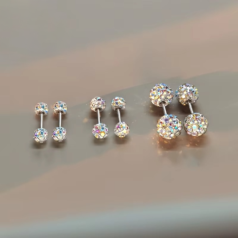 Rainbow Crystal Ball Stud Earrings