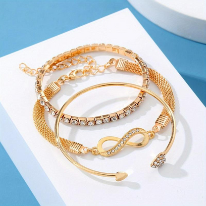 3pc 18k Rhinestone Bracelet Set