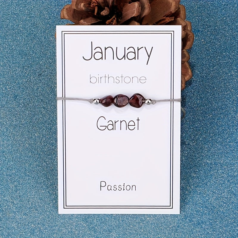 Natural Birthstone Cord Bracelet