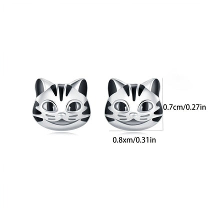 Striped Cat Face Stud Earrings