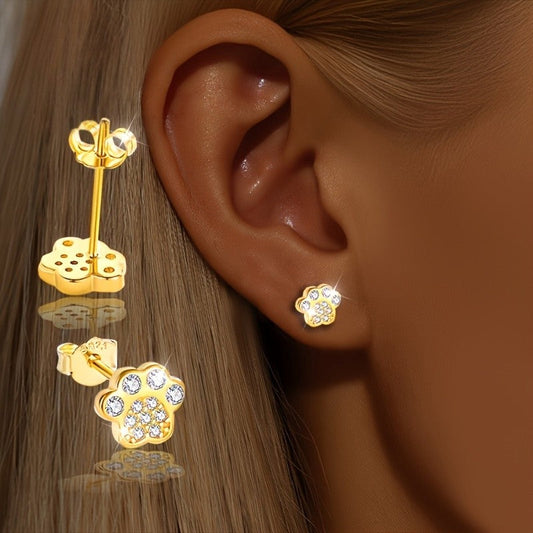Sparkling Paw Stud Earrings