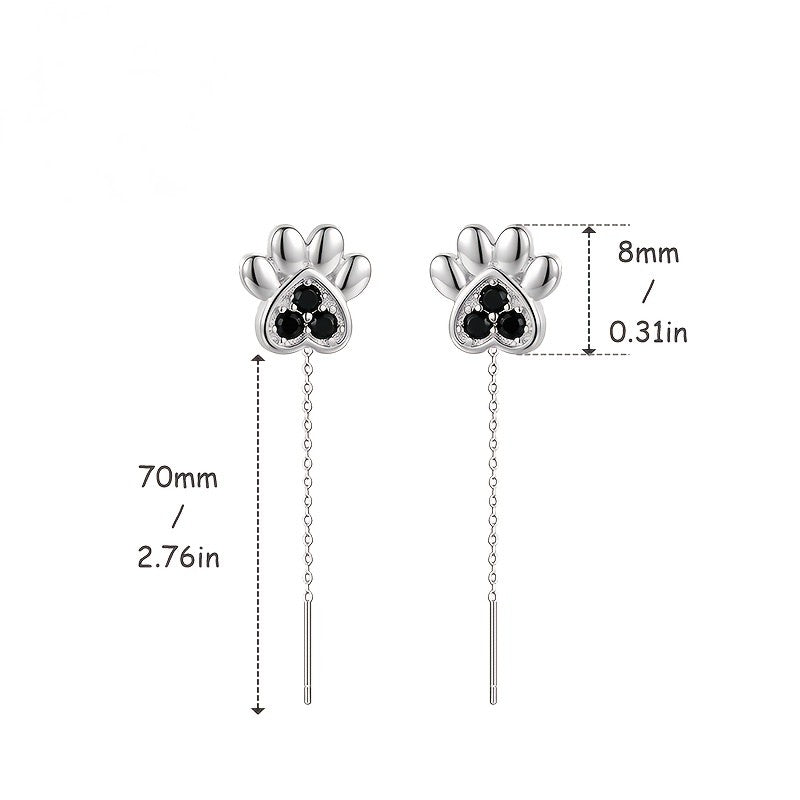 Black Paw Chain Earrings