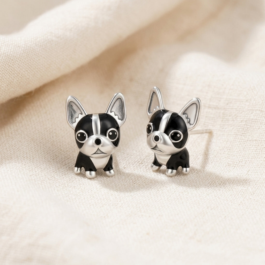 Boston Terrier Stud Earrings