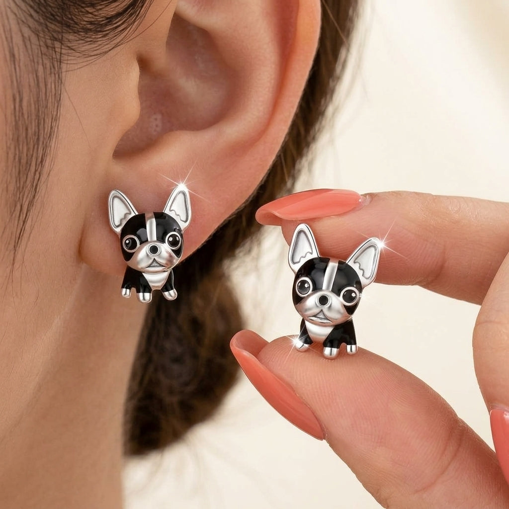 Boston Terrier Stud Earrings
