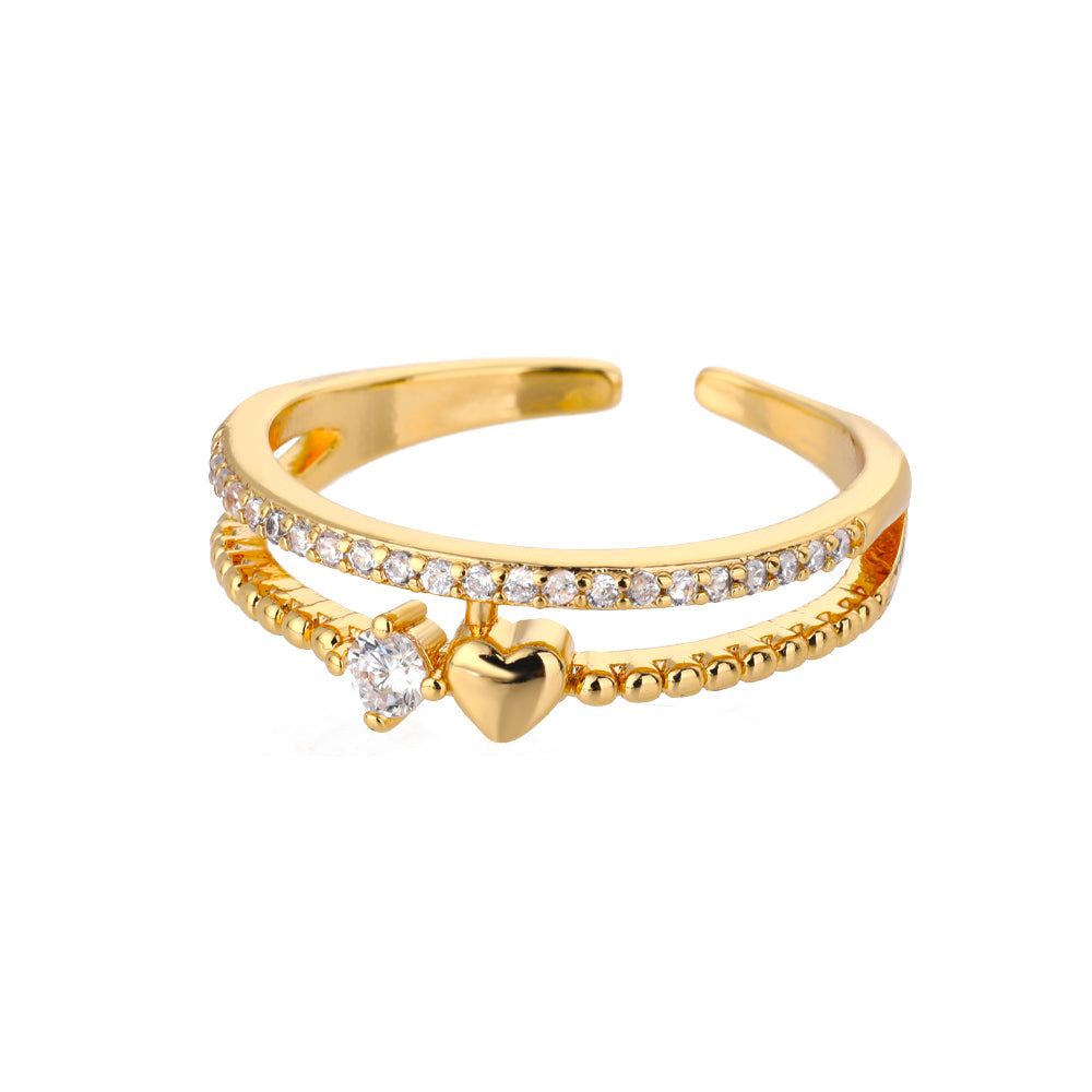 Heart & Solitaire Charm Ring
